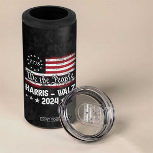 Harris Walz Waltz 2024 4 in 1 Can Cooler Tumbler US Flag Madam President Democratic 4th Of July TB10 Print Your Wear