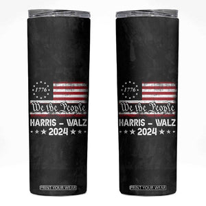 Harris Walz Waltz 2024 Skinny Tumbler US Flag Madam President Democratic 4th Of July TB10 Black Print Your Wear