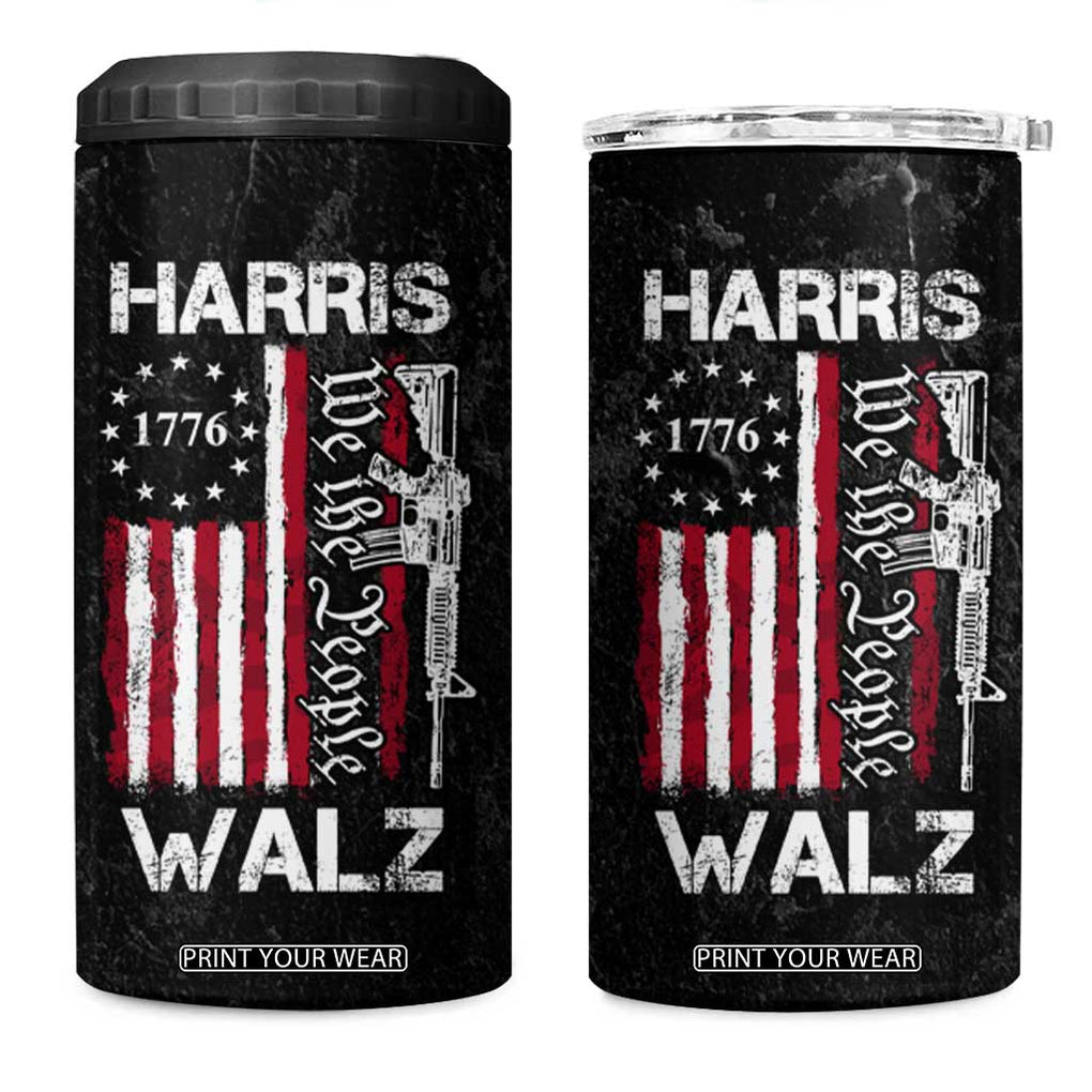 Harris Walz Waltz 2024 4 in 1 Can Cooler Tumbler US Flag Gun Democratic Madam President 4th Of July TB10 One Size: 16 oz Black Print Your Wear