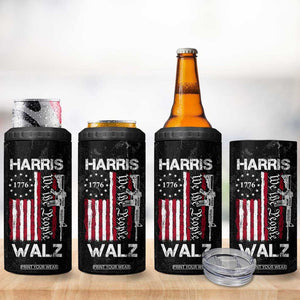 Harris Walz Waltz 2024 4 in 1 Can Cooler Tumbler US Flag Gun Democratic Madam President 4th Of July TB10 Print Your Wear