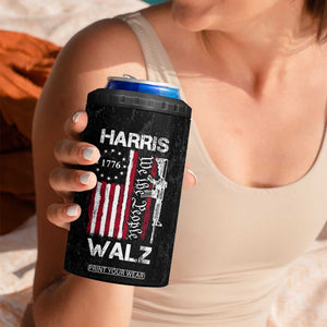 Harris Walz Waltz 2024 4 in 1 Can Cooler Tumbler US Flag Gun Democratic Madam President 4th Of July TB10 Print Your Wear