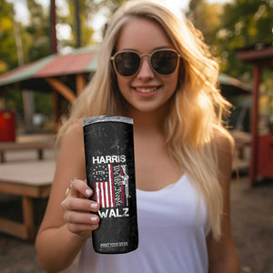 Harris Walz Waltz 2024 Skinny Tumbler US Flag Gun Democratic Madam President 4th Of July TB10 Print Your Wear