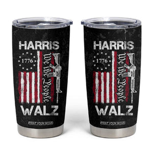 Harris Walz Waltz 2024 Tumbler Cup US Flag Gun Democratic Madam President 4th Of July TB10 Black Print Your Wear