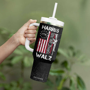 Harris Walz Waltz 2024 Tumbler With Handle US Flag Gun Democratic Madam President 4th Of July TB10 Print Your Wear