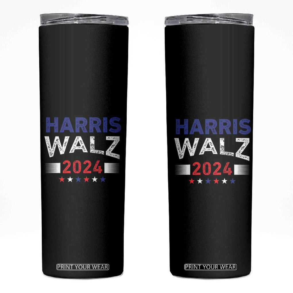 Harris Walz 2024 Election Skinny Tumbler Tim Walzt Kamala Madam President TB10 Black Print Your Wear