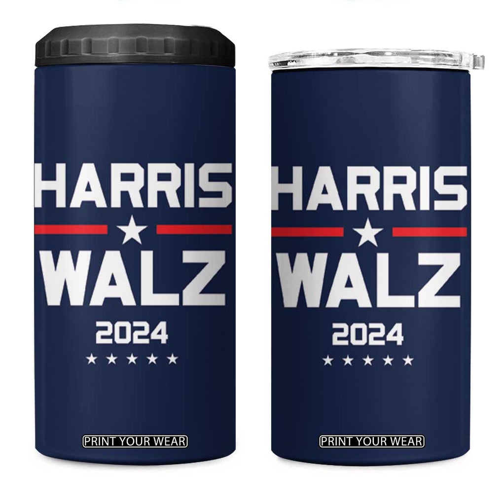 Harris Walz 2024 4 in 1 Can Cooler Tumbler Kamala Tim Walzt Presidential Election TB10 One Size: 16 oz Navy Print Your Wear