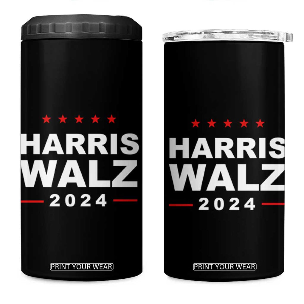 Harris Walz 2024 4 in 1 Can Cooler Tumbler Kamala Tim Walzt Presidential Election TB10 One Size: 16 oz Black Print Your Wear