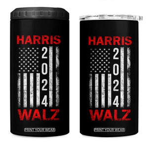 Harris Walz 2024 Election 4 in 1 Can Cooler Tumbler Tim Walzt Kamala Madam President American USA Flag TB10 One Size: 16 oz Black Print Your Wear