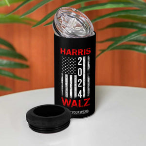 Harris Walz 2024 Election 4 in 1 Can Cooler Tumbler Tim Walzt Kamala Madam President American USA Flag TB10 Print Your Wear