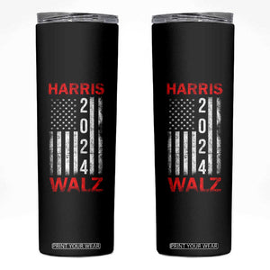 Harris Walz 2024 Election Skinny Tumbler Tim Walzt Kamala Madam President American USA Flag TB10 Black Print Your Wear