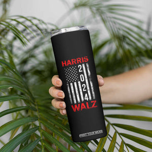 Harris Walz 2024 Election Skinny Tumbler Tim Walzt Kamala Madam President American USA Flag TB10 Print Your Wear