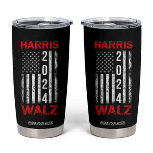 Harris Walz 2024 Election Tumbler Cup Tim Walzt Kamala Madam President American USA Flag TB10 Black Print Your Wear