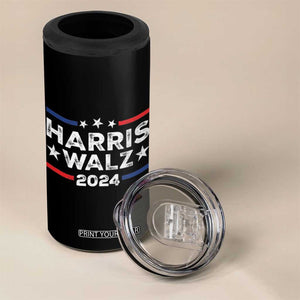 Harris Walz 2024 4 in 1 Can Cooler Tumbler Kamala Tim Walzt Presidential Election Retro Stripe TB10 Print Your Wear