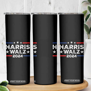 Harris Walz 2024 Skinny Tumbler Kamala Tim Walzt Presidential Election Retro Stripe TB10 Print Your Wear