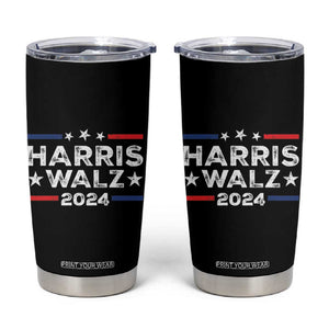 Harris Walz 2024 Tumbler Cup Kamala Tim Walzt Presidential Election Retro Stripe TB10 Black Print Your Wear