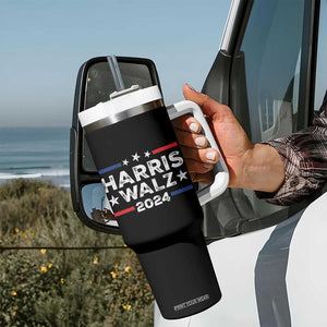 Harris Walz 2024 Tumbler With Handle Kamala Tim Walzt Presidential Election Retro Stripe TB10 Print Your Wear