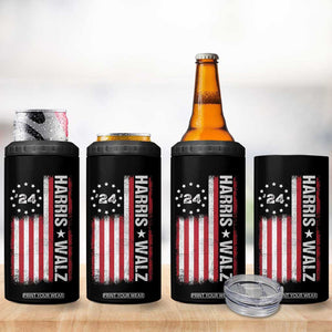 Harris Walz 2024 Election 4 in 1 Can Cooler Tumbler Tim Walzt Kamala Madam President American Flag TB10 Print Your Wear