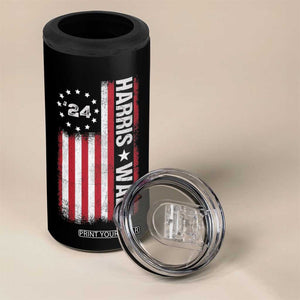 Harris Walz 2024 Election 4 in 1 Can Cooler Tumbler Tim Walzt Kamala Madam President American Flag TB10 Print Your Wear