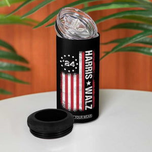 Harris Walz 2024 Election 4 in 1 Can Cooler Tumbler Tim Walzt Kamala Madam President American Flag TB10 Print Your Wear