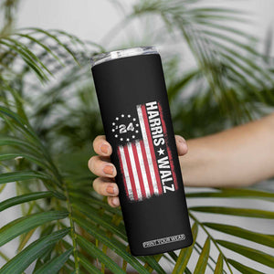 Harris Walz 2024 Election Skinny Tumbler Tim Walzt Kamala Madam President American Flag TB10 Print Your Wear