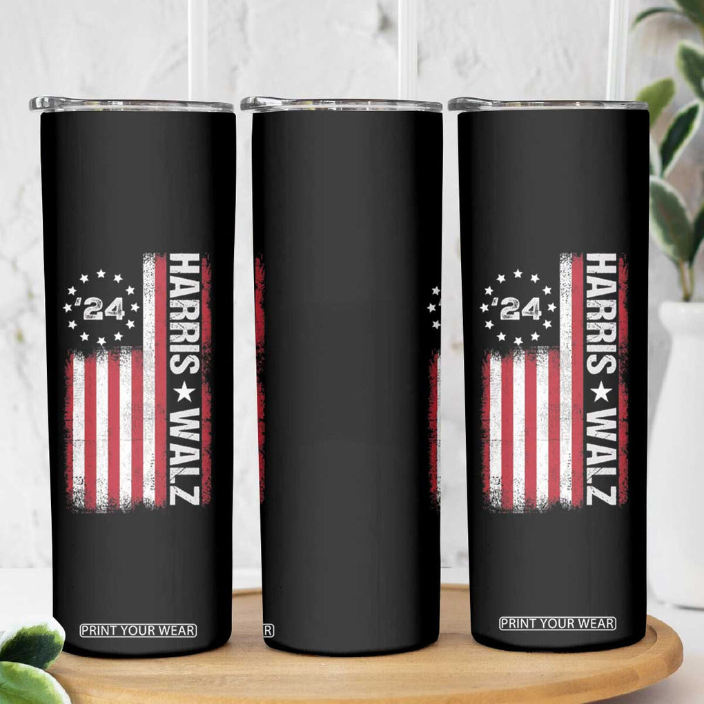 Harris Walz 2024 Election Skinny Tumbler Tim Walzt Kamala Madam President American Flag TB10 Print Your Wear