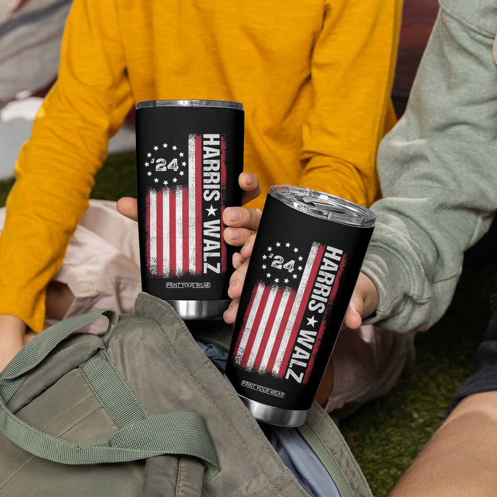 Harris Walz 2024 Election Tumbler Cup Tim Walzt Kamala Madam President American Flag TB10 Print Your Wear