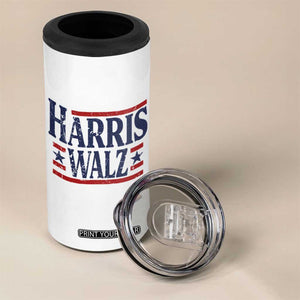 Harris Walz Waltz 2024 4 in 1 Can Cooler Tumbler Kamala Presidential Election Retro Stripe TB10 Print Your Wear