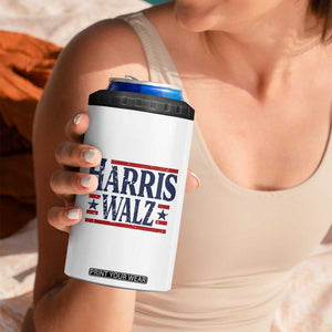 Harris Walz Waltz 2024 4 in 1 Can Cooler Tumbler Kamala Presidential Election Retro Stripe TB10 Print Your Wear