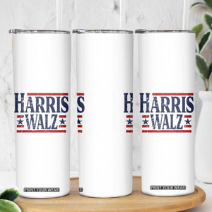 Harris Walz Waltz 2024 Skinny Tumbler Kamala Presidential Election Retro Stripe TB10 Print Your Wear