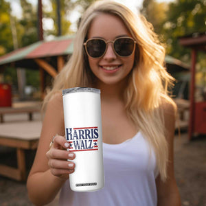 Harris Walz Waltz 2024 Skinny Tumbler Kamala Presidential Election Retro Stripe TB10 Print Your Wear