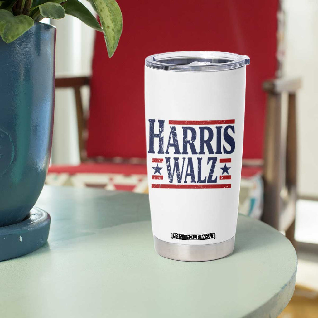 Harris Walz Waltz 2024 Tumbler Cup Kamala Presidential Election Retro Stripe TB10 Print Your Wear