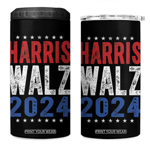 Harris Walz 2024 4 in 1 Can Cooler Tumbler Kamala Tim Walzt Presidential Election Retro Vintage Distressed TB10 One Size: 16 oz Black Print Your Wear