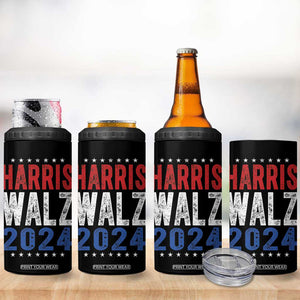 Harris Walz 2024 4 in 1 Can Cooler Tumbler Kamala Tim Walzt Presidential Election Retro Vintage Distressed TB10 Print Your Wear