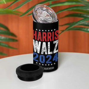 Harris Walz 2024 4 in 1 Can Cooler Tumbler Kamala Tim Walzt Presidential Election Retro Vintage Distressed TB10 Print Your Wear