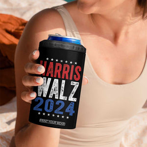 Harris Walz 2024 4 in 1 Can Cooler Tumbler Kamala Tim Walzt Presidential Election Retro Vintage Distressed TB10 Print Your Wear