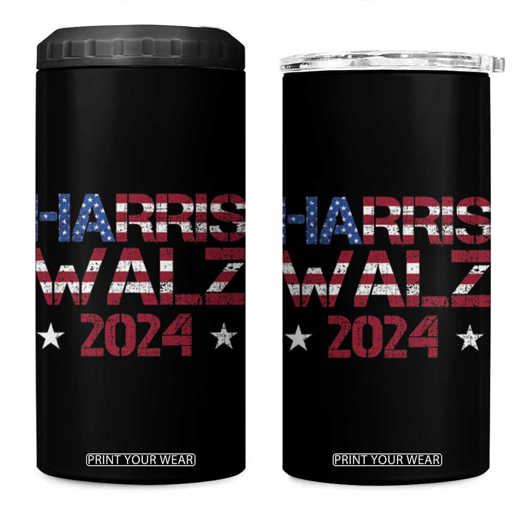 Harris Walz 2024 Election 4 in 1 Can Cooler Tumbler Tim Walzt Kamala Madam President American Flag TB10 One Size: 16 oz Black Print Your Wear