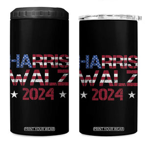 Harris Walz 2024 Election 4 in 1 Can Cooler Tumbler Tim Walzt Kamala Madam President American Flag TB10 One Size: 16 oz Black Print Your Wear