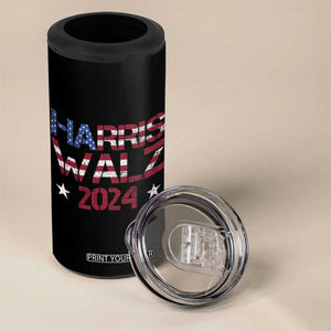 Harris Walz 2024 Election 4 in 1 Can Cooler Tumbler Tim Walzt Kamala Madam President American Flag TB10 Print Your Wear