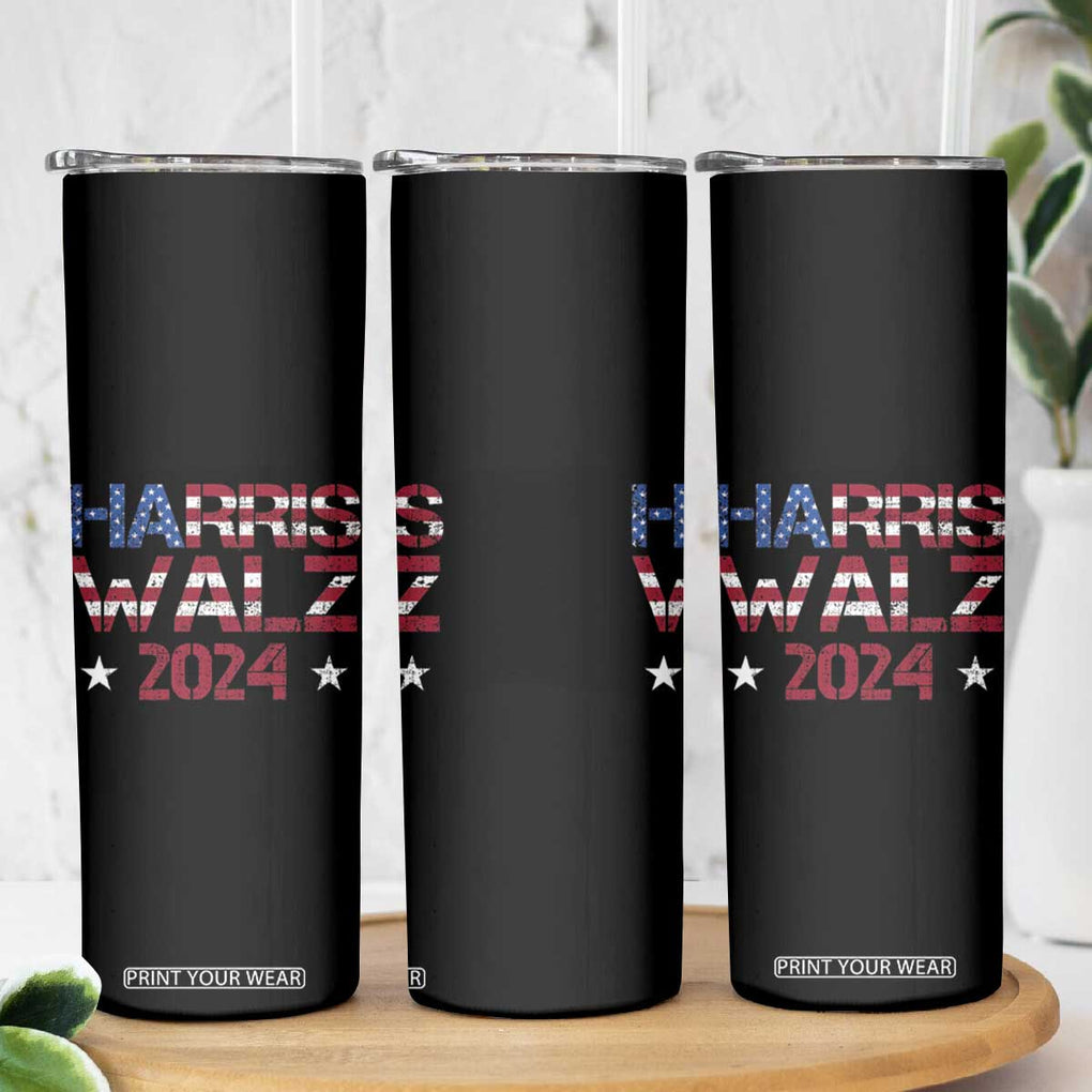 Harris Walz 2024 Election Skinny Tumbler Tim Walzt Kamala Madam President American Flag TB10 Print Your Wear