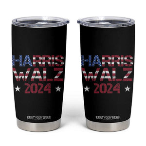 Harris Walz 2024 Election Tumbler Cup Tim Walzt Kamala Madam President American Flag TB10 Black Print Your Wear