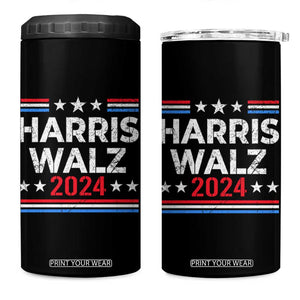 Harris Walz Waltz 2024 4 in 1 Can Cooler Tumbler Kamala Presidential Election Retro Stripe TB10 One Size: 16 oz Black Print Your Wear