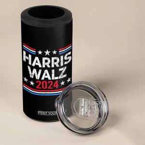 Harris Walz Waltz 2024 4 in 1 Can Cooler Tumbler Kamala Presidential Election Retro Stripe TB10 Print Your Wear