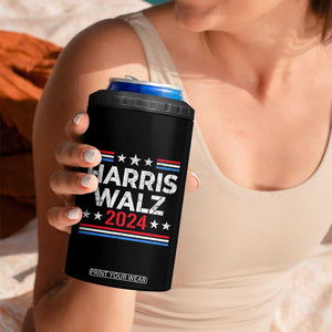 Harris Walz Waltz 2024 4 in 1 Can Cooler Tumbler Kamala Presidential Election Retro Stripe TB10 Print Your Wear