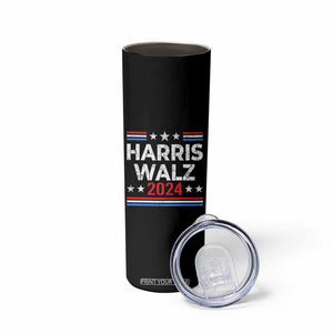 Harris Walz Waltz 2024 Skinny Tumbler Kamala Presidential Election Retro Stripe TB10 Print Your Wear