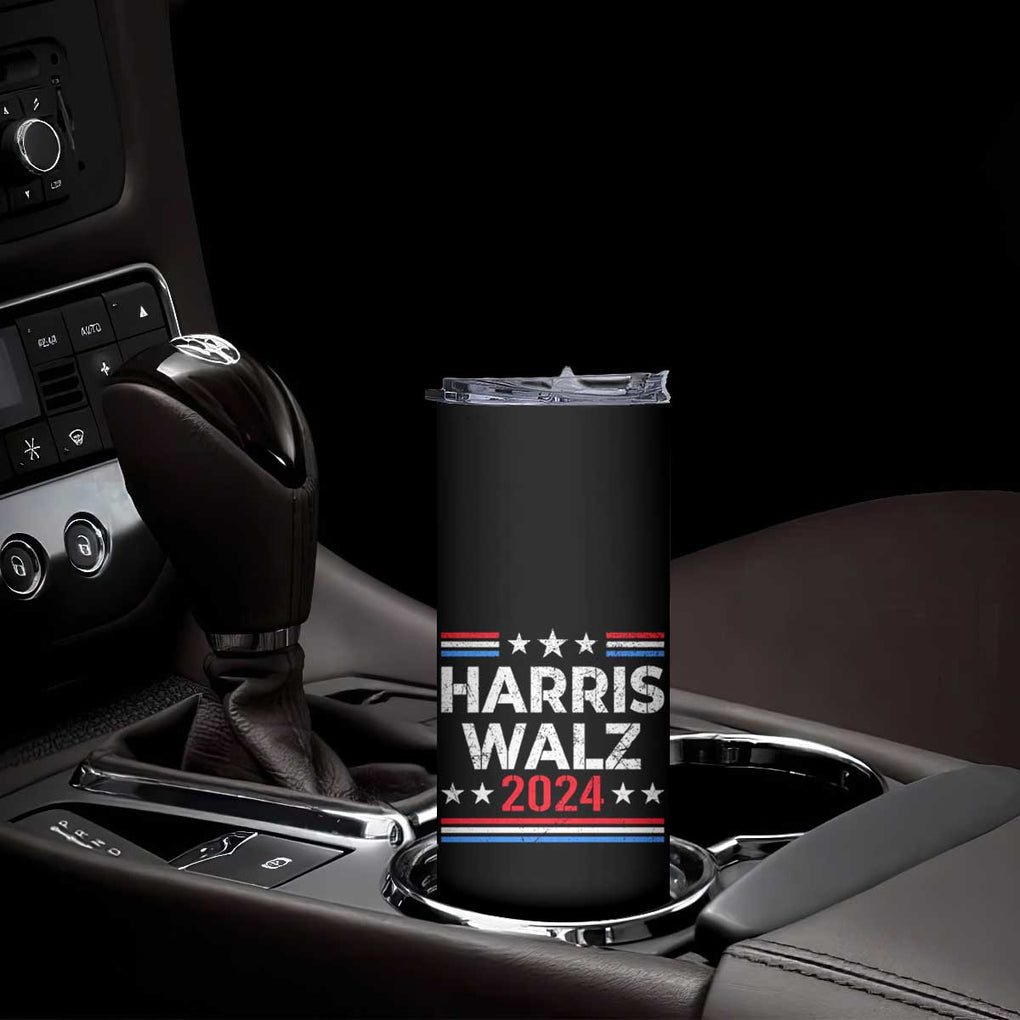 Harris Walz Waltz 2024 Skinny Tumbler Kamala Presidential Election Retro Stripe TB10 Print Your Wear