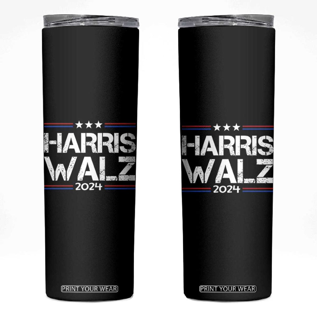 Harris Walz Waltz 2024 Skinny Tumbler Kamala Presidential Election TB10 Black Print Your Wear