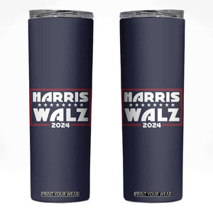 Harris Walz 2024 Election Skinny Tumbler We're Not Going Back Kamala Madam President TB10 Navy Print Your Wear