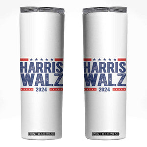 Harris Walz 2024 Election Skinny Tumbler Tim Walzt Kamala Madam President TB10 White Print Your Wear