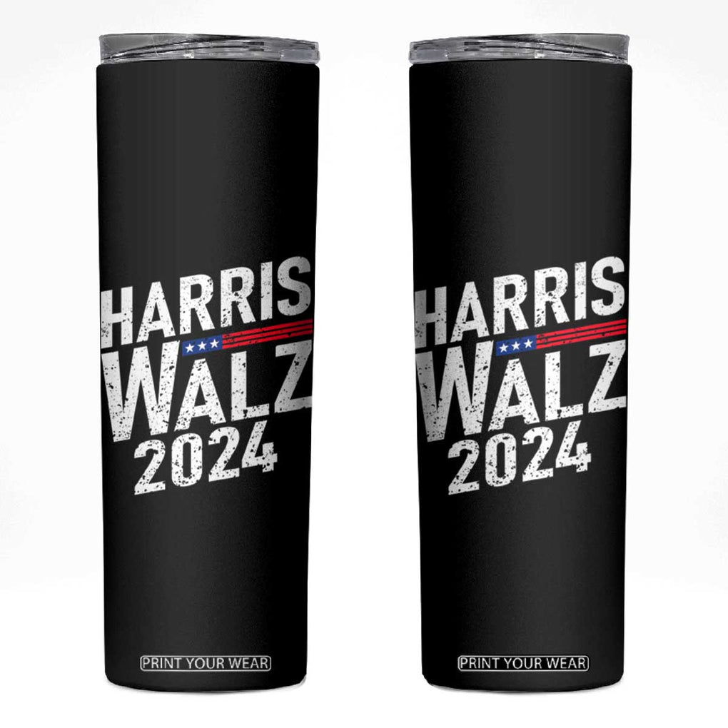 Harris Walz Waltz 2024 Skinny Tumbler Kamala Presidential Election TB10 Black Print Your Wear