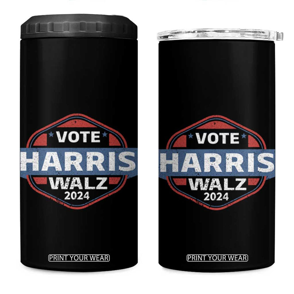 Harris Walz Waltz 2024 4 in 1 Can Cooler Tumbler Vote Kamala Presidential Election Vintage Retro TB10 One Size: 16 oz Black Print Your Wear